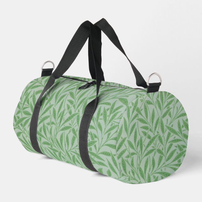 William Morris Willow Leaves Mint Green Duffle Bag (Left Corner)