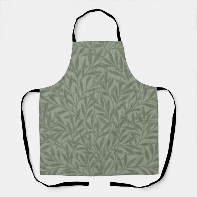 William Morris Willow Pattern Antique Sage Green Apron (Front)