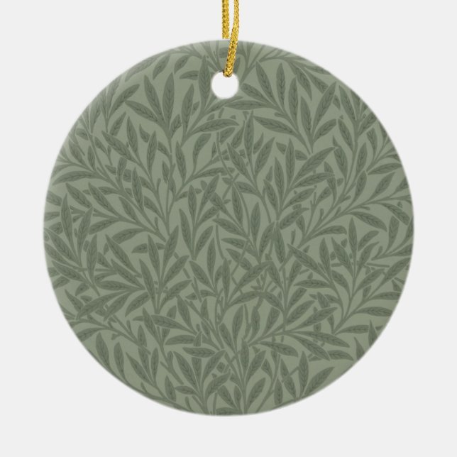 William Morris Willow Pattern Antique Sage Green Ceramic Tree Decoration (Front)