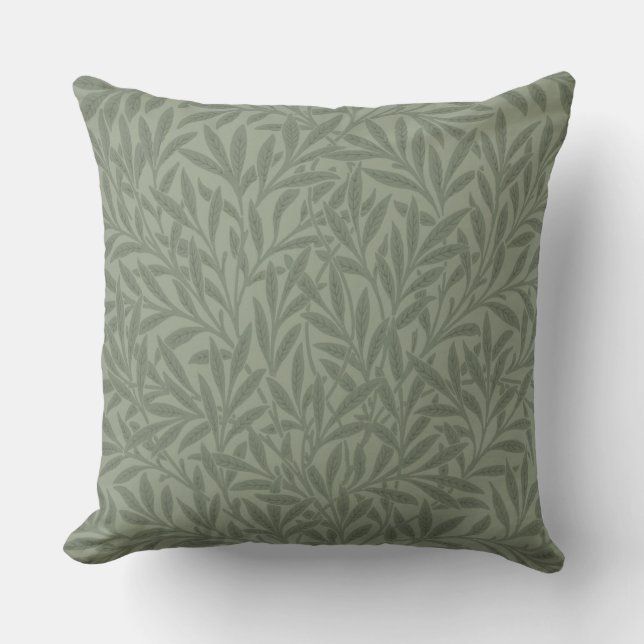 William Morris Willow Pattern Antique Sage Green Cushion (Front)