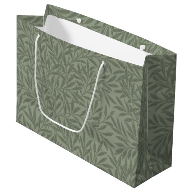William Morris Willow Pattern Antique Sage Green Large Gift Bag (Front Angled)