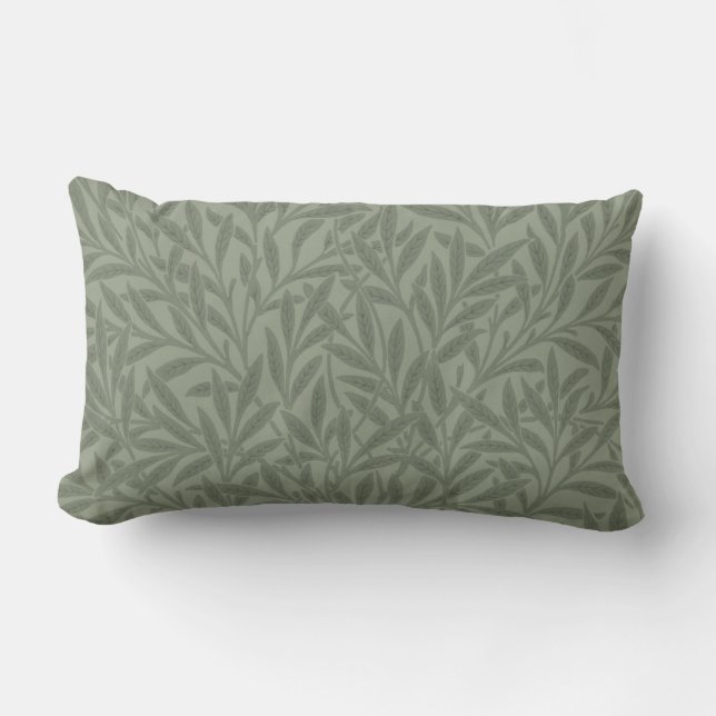 William Morris Willow Pattern Antique Sage Green Lumbar Cushion (Front)