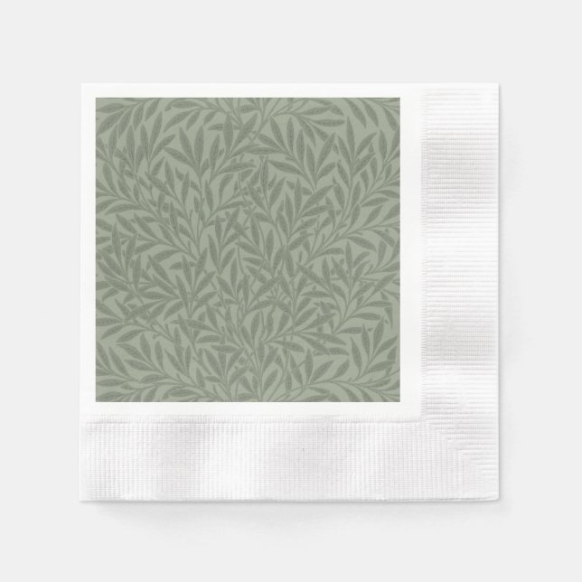 William Morris Willow Pattern Antique Sage Green Napkin (Front)