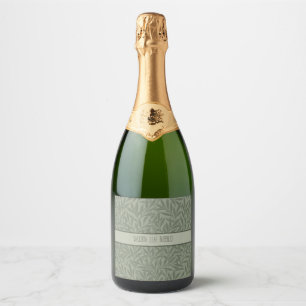 William Morris Willow Pattern Antique Sage Green Sparkling Wine Label