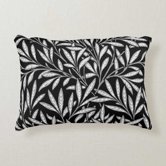 William Morris Willow Pattern, Black and White Decorative Cushion (Front)