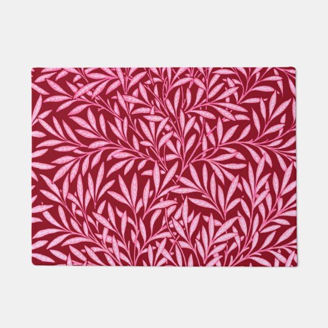 William Morris Willow Pattern, Burgundy & Pink Doormat (Front)