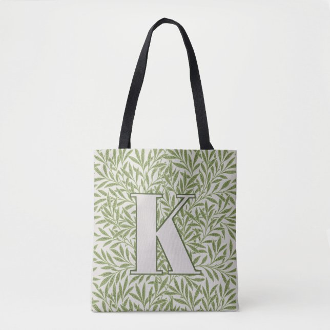 William Morris Willow Pattern Large Initial Tote Bag (Front)