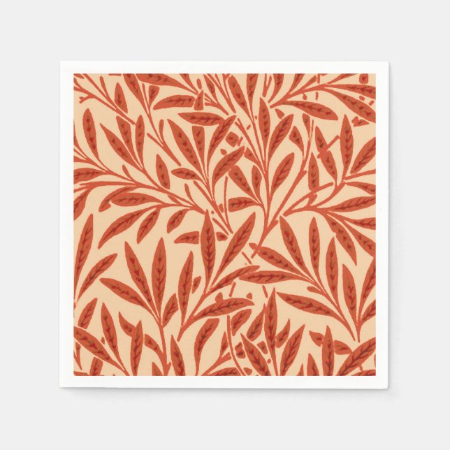 William Morris Willow Pattern, Mandarin Orange Napkin (Front)