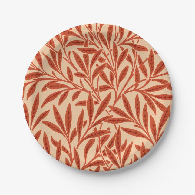 William Morris Willow Pattern, Mandarin Orange Paper Plate (Front)