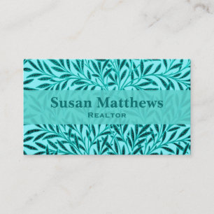 William Morris Willow Pattern, Turquoise & Aqua Business Card