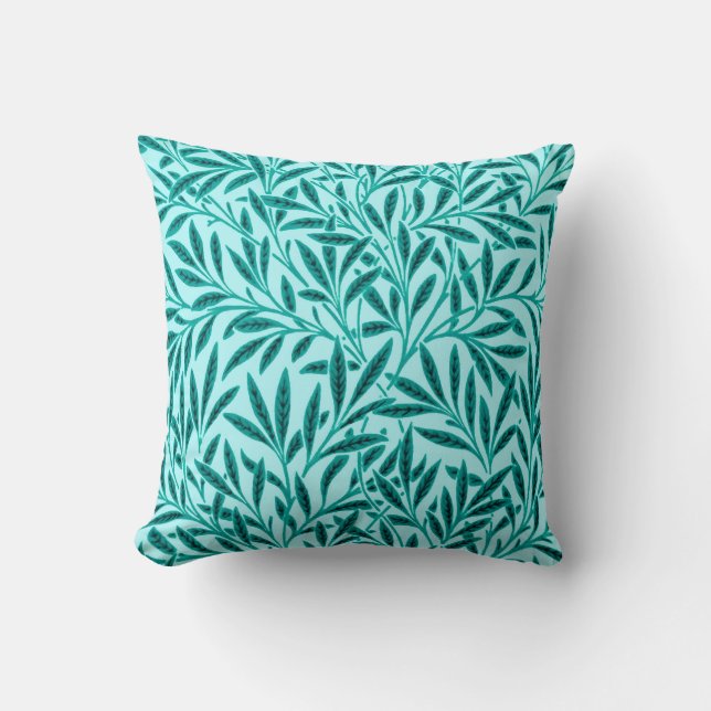 William Morris Willow Pattern, Turquoise & Aqua Cushion (Front)