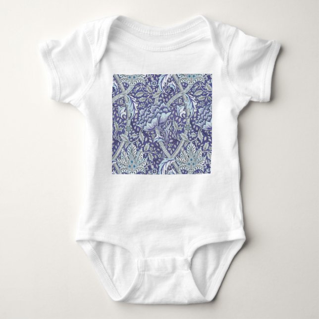 William Morris Windrush blue floral flowers Baby Bodysuit (Front)
