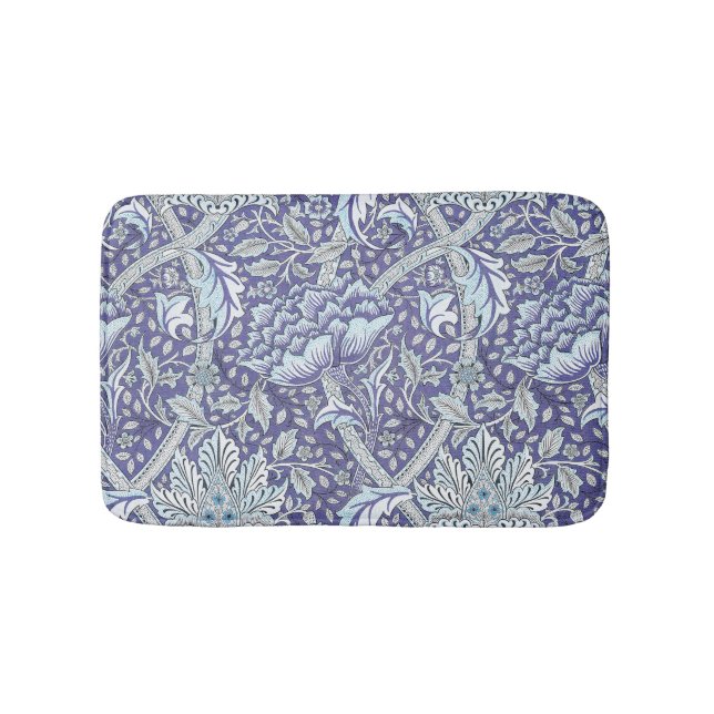 William Morris Windrush blue floral flowers Bath Mat (Front)
