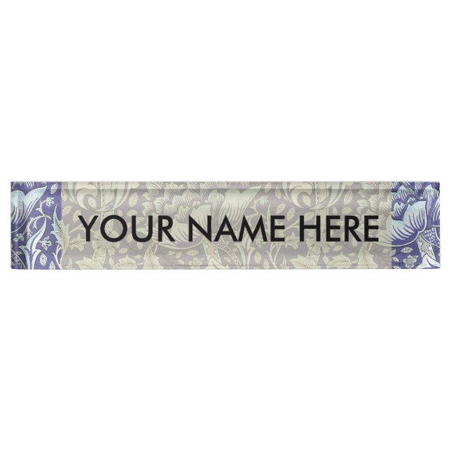 William Morris Windrush blue floral flowers Nameplate (Front)