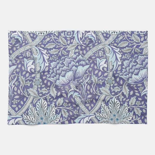 William Morris Windrush blue floral flowers Tea Towel (Horizontal)