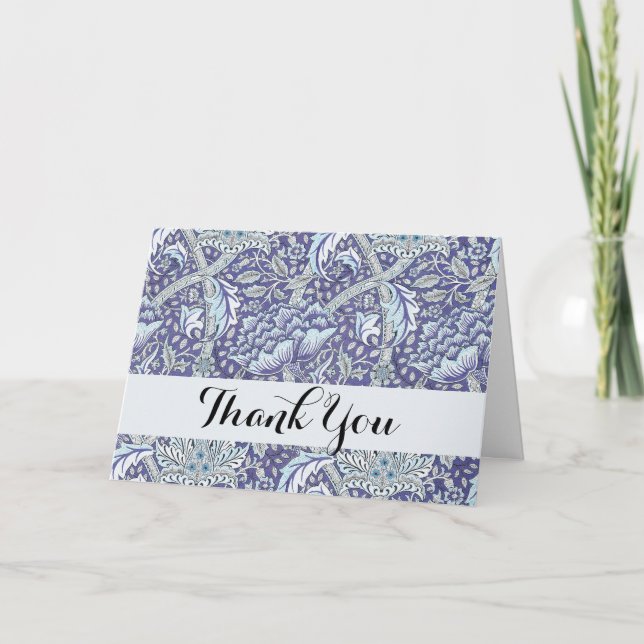 William Morris Windrush blue floral flowers Thank You Card (Front)