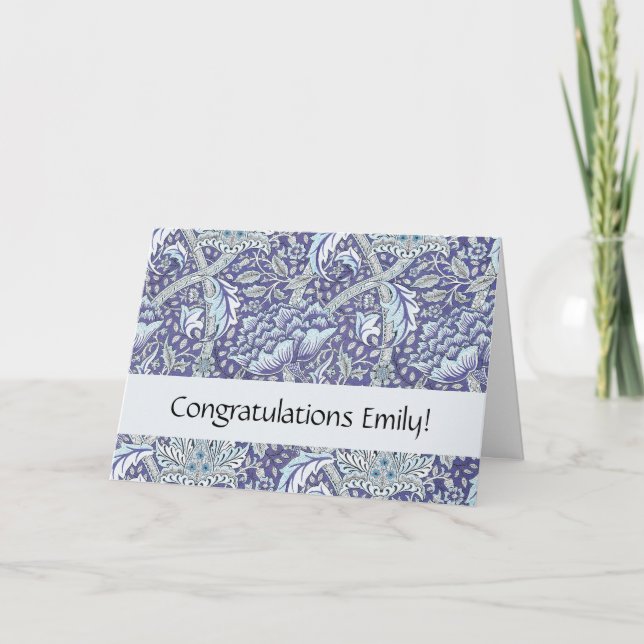 William Morris Windrush Blue Pattern Floral Card (Front)