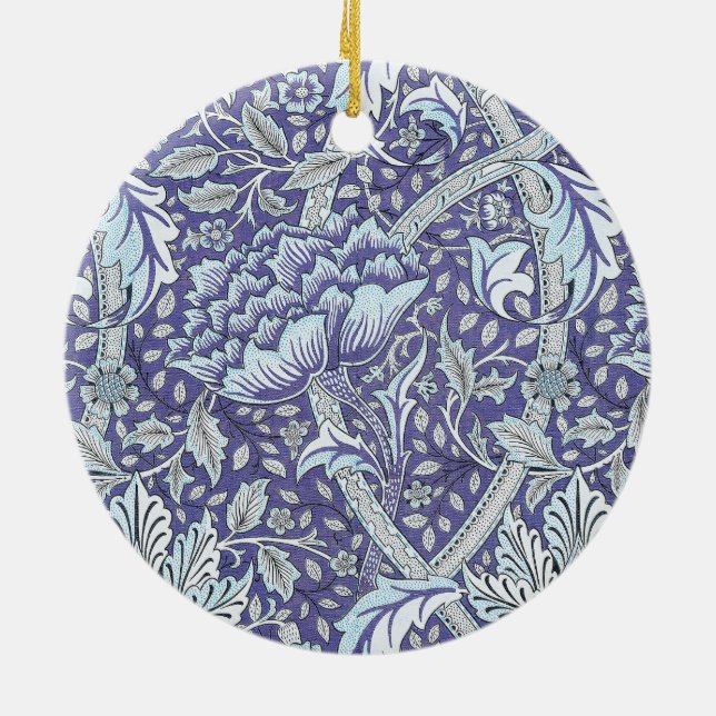 William Morris Windrush Blue Pattern Floral Ceramic Tree Decoration (Back)