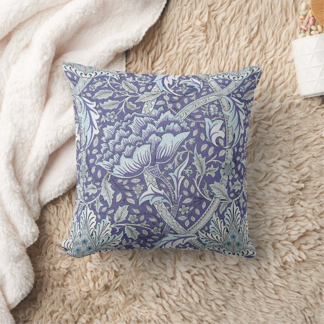 William Morris Windrush Blue Pattern Floral Cushion (Blanket)