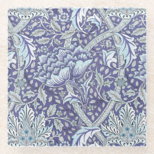William Morris Windrush Blue Pattern Floral Glass Coaster