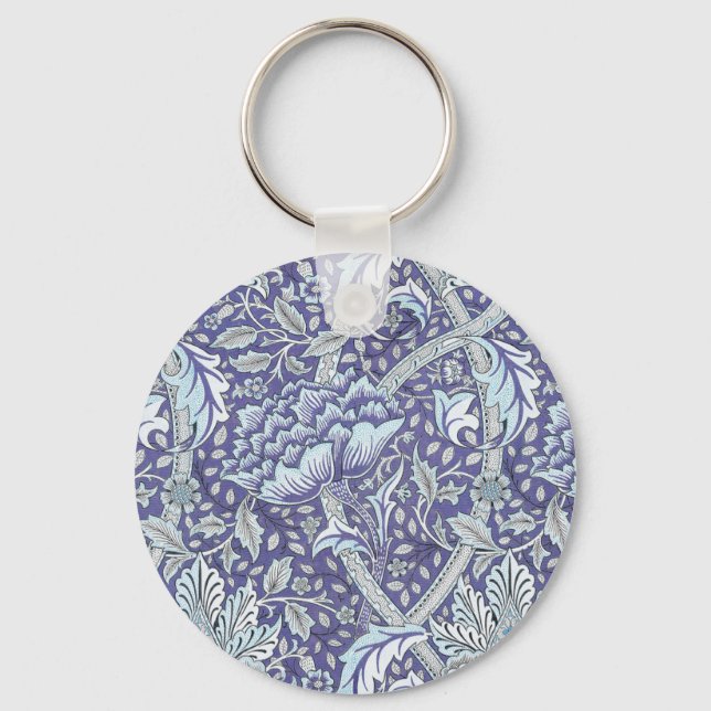 William Morris Windrush Blue Pattern Floral Key Ring (Front)