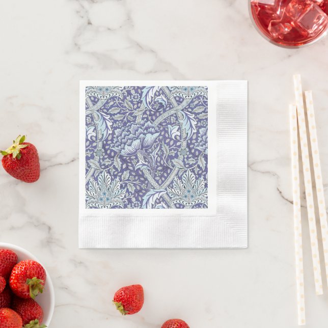 William Morris Windrush Blue Pattern Floral Napkin (Insitu)