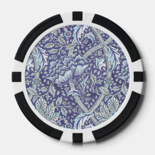 William Morris Windrush Blue Pattern Floral Poker Chips