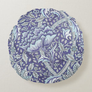William Morris Windrush Blue Pattern Floral Round Cushion
