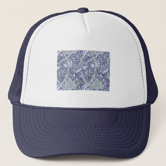 William Morris Windrush Blue Pattern Floral Trucker Hat (Front)