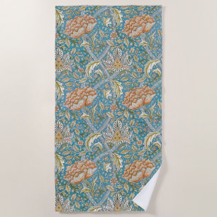 William Morris Windrush Floral Pattern Blue Beach Towel