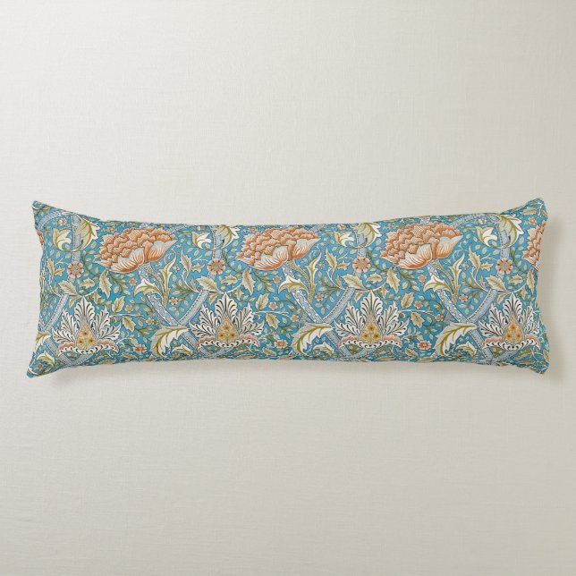 William Morris Windrush Floral Pattern Blue Body Cushion (Front)