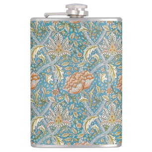 William Morris Windrush Floral Pattern Blue Hip Flask