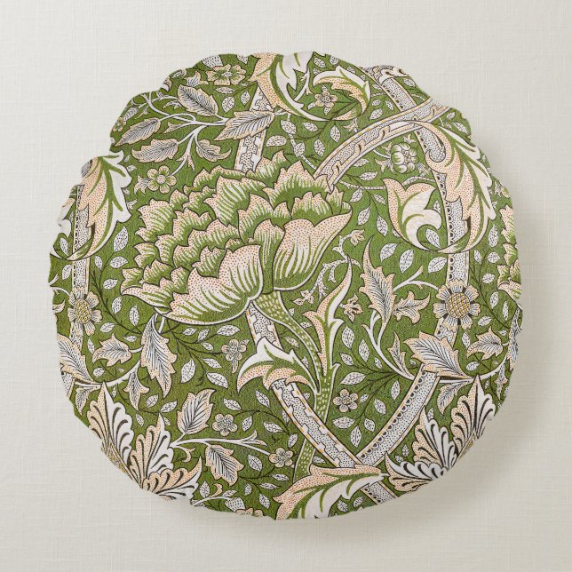 William Morris Windrush Floral Pattern Classic Round Cushion (Front)