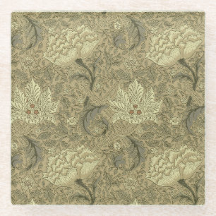 William Morris Windrush Floral Pattern: Vintage Glass Coaster