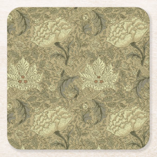 William Morris Windrush Floral Pattern: Vintage Square Paper Coaster