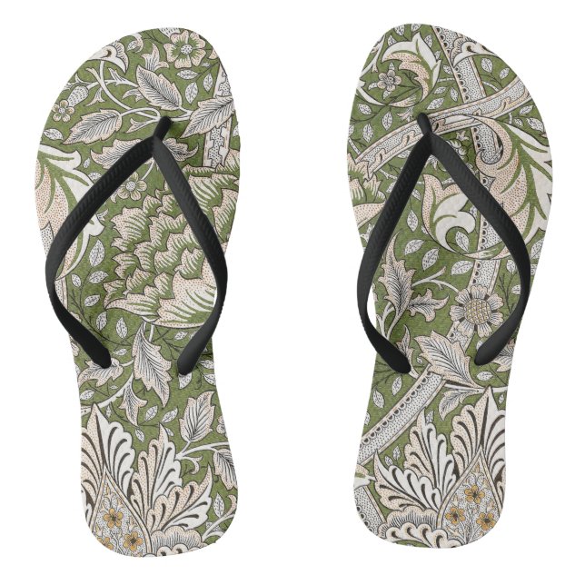 : William Morris Windrush Green Pattern: Vintage Jandals (Footbed)