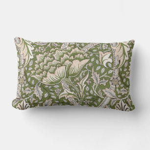: William Morris Windrush Green Pattern: Vintage Lumbar Cushion