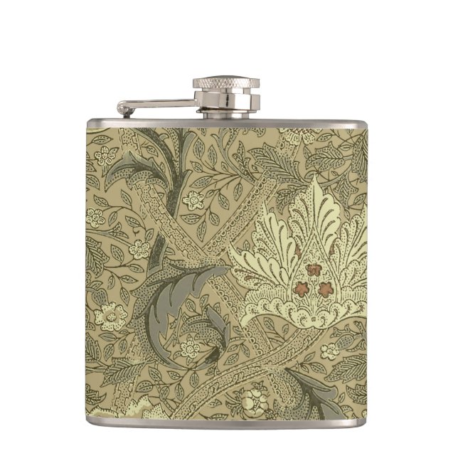 William Morris Windrush Wallpaper Pattern Hip Flask (Front)