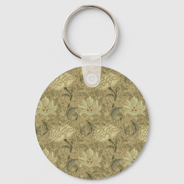 William Morris Windrush Wallpaper Pattern Key Ring (Front)