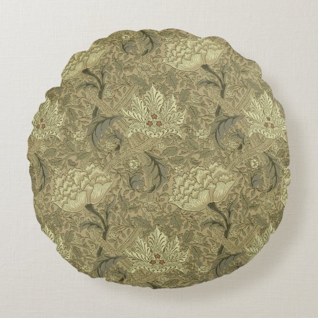 William Morris Windrush Wallpaper Pattern Round Cushion (Front)