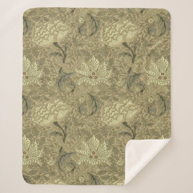 William Morris Windrush Wallpaper Pattern Sherpa Blanket (Front)