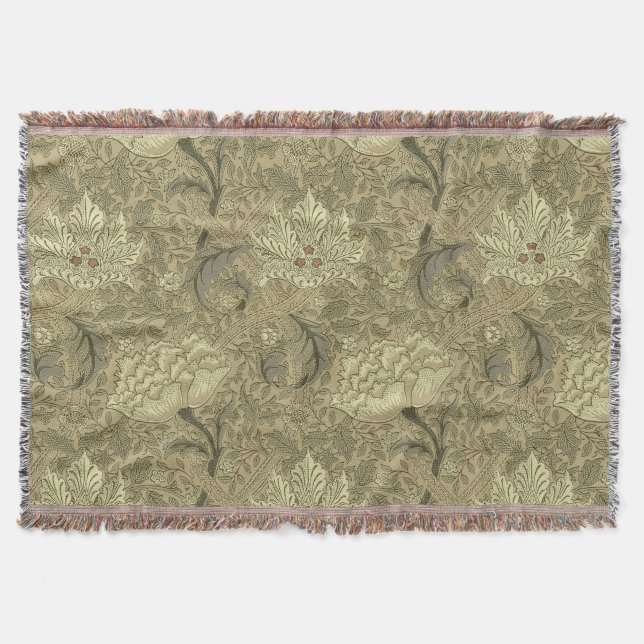 William Morris Windrush Wallpaper Pattern Throw Blanket (Front)