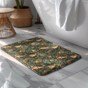 William Morris Woodland Floral Rabbits Christmas Bath Mat