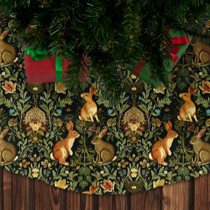 William Morris Woodland Floral Rabbits Christmas Brushed Polyester Tree Skirt