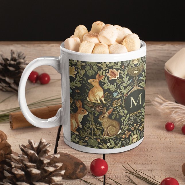 William Morris Woodland Floral Rabbits Christmas Large Coffee Mug (Creator Uploaded)