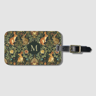 William Morris Woodland Floral Rabbits Christmas Luggage Tag