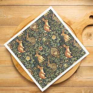William Morris Woodland Floral Rabbits Christmas Napkin