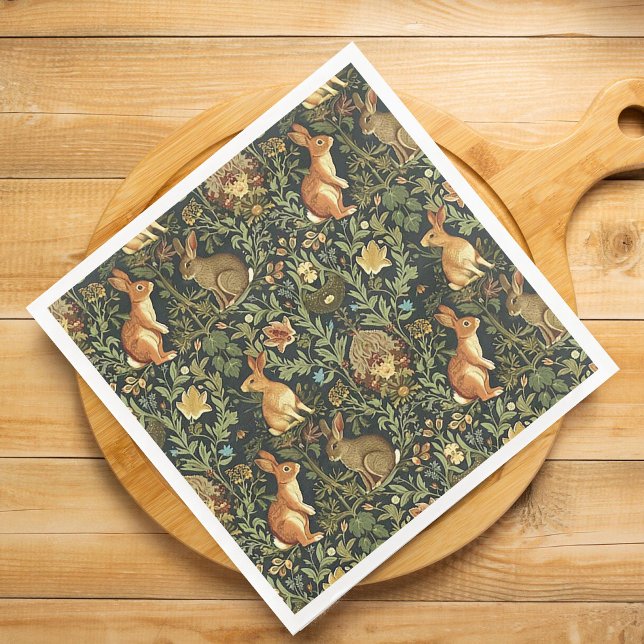 William Morris Woodland Floral Rabbits Christmas Napkin (Creator Uploaded)