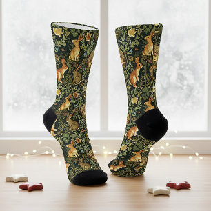 William Morris Woodland Floral Rabbits Christmas Socks