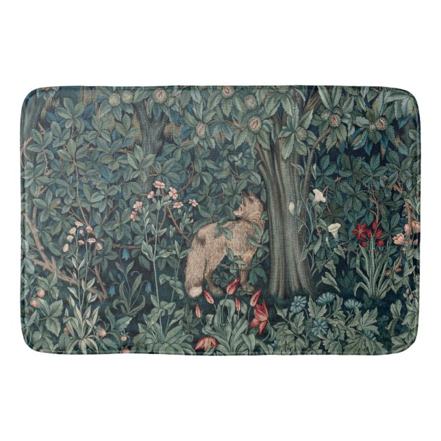 William Morris Woodland Tapestry Fox Bath Mat (Front)